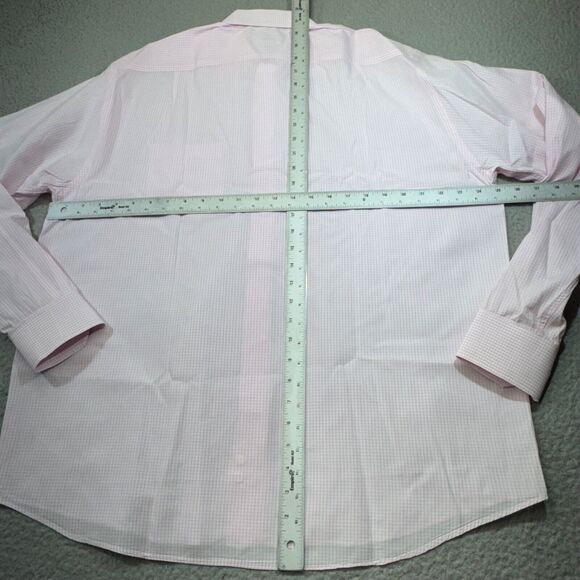 J Peterman Shirt Men 17.5 Graph Check Dress Barrel Cuff Casual Portugal 36.5 - Picture 8 of 16